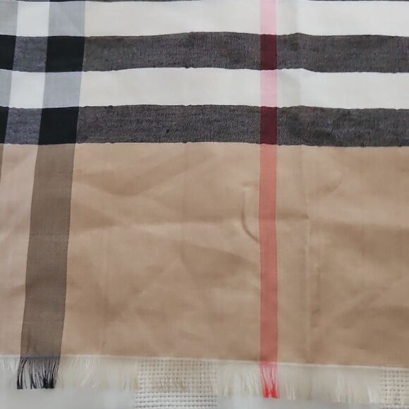Unbranded Women's Fringe Tartan Scarf Beige & Black - Picture 8 of 16